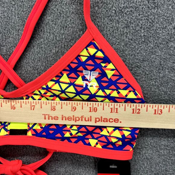 TYR Bikini Top Womens Large 10 12 Red Modena Pacific Tie back Swimwear - Picture 8 of 16